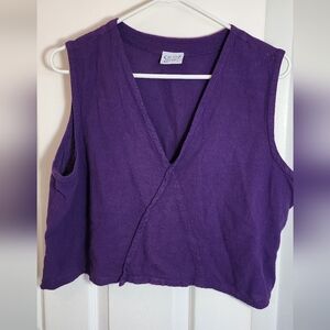 Oh My Gauze! 2 womens 100% cotton purple crop tank top v neck cross over front